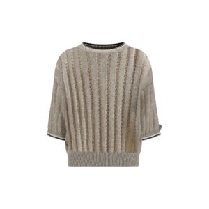 Openwork knit pattern Sweater with sequins