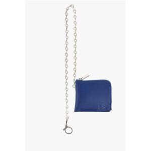 Leather Wallet with Silver-Tone Chain