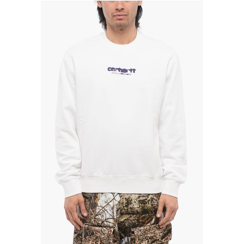 Brushed Cotton Crew-neck Sweatshirt with Contrasting Printed