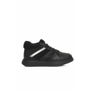Black Cowhide Women Sneaker