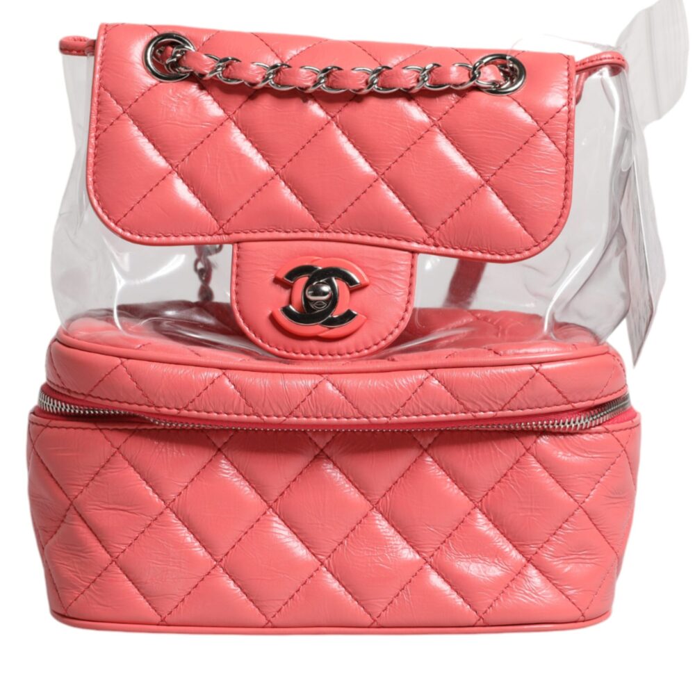 Pink Vinyl Leather Backpack Purse Bag