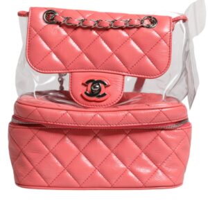 Pink Vinyl Leather Backpack Purse Bag
