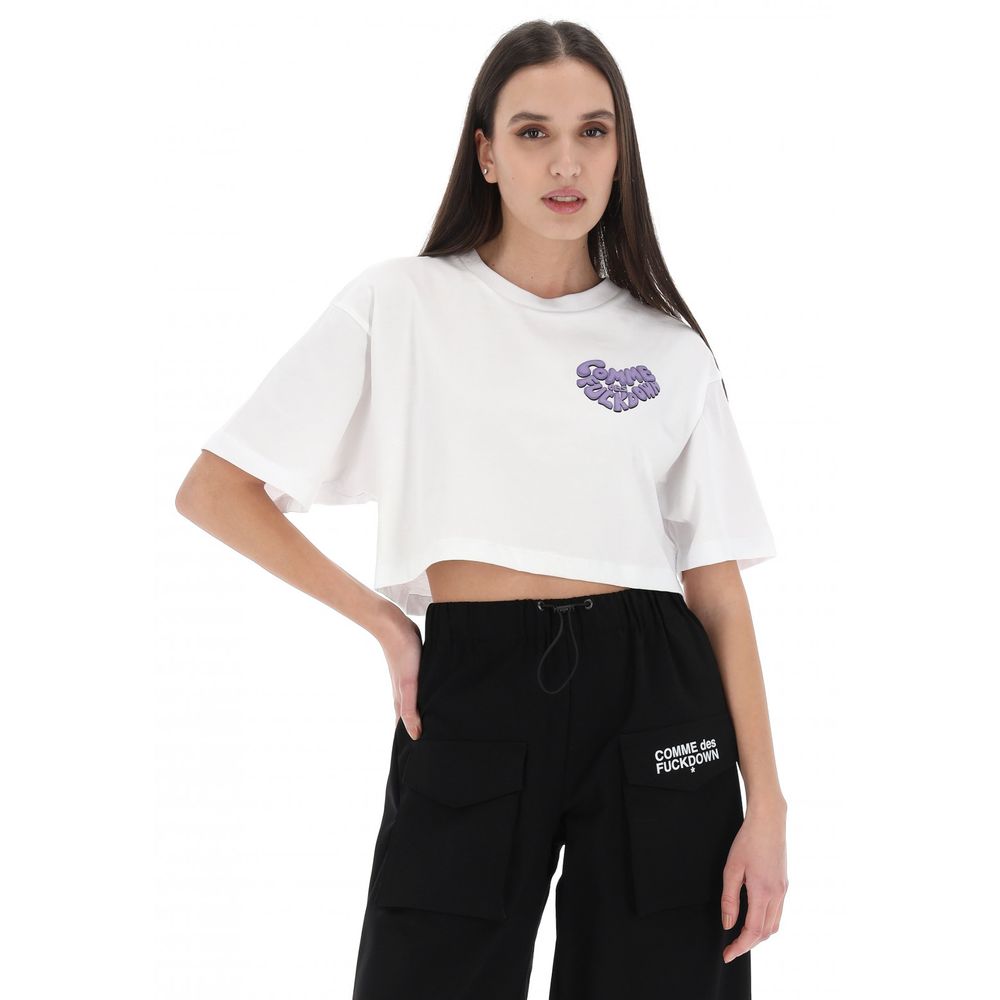 White Cotton Women T-Shirt