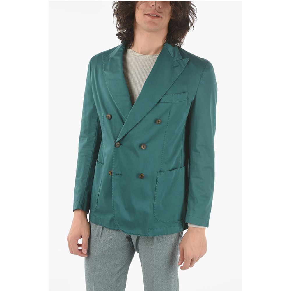 CC COLLECTION stretch cotton center vent peak lapel double-b