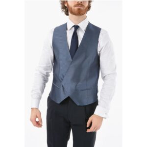 Two-Tone Silk ACADEMY CERIMONIA Vest with All-Over Logo on t