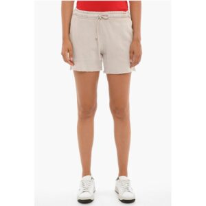 Brushed Cotton Shorts With Raw Cut Bottom