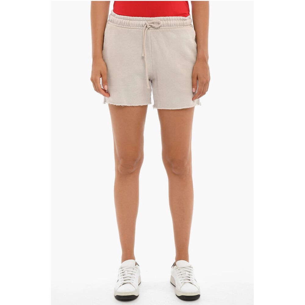 Brushed Cotton Shorts With Raw Cut Bottom