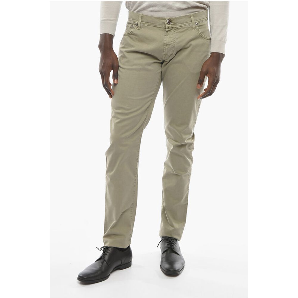 ID Stretchy Cotton 5-pocket Pants with Embroidered Logo