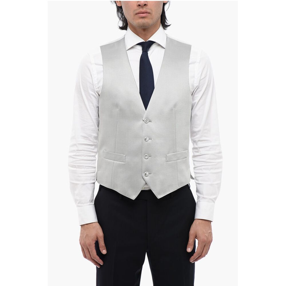 CC COLLECTION Two-Tone Wool Blend Waistcoat with Martingale