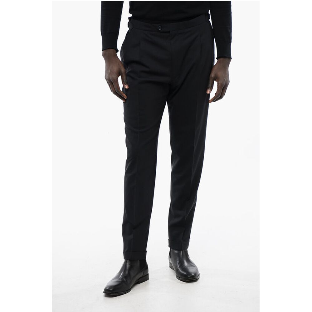 CC COLLECTION Double-pleated Wool Blend Pants with Martingal