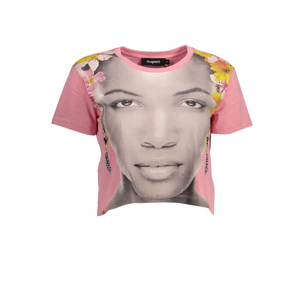 Pink Cotton Women T-Shirt