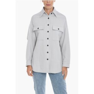 Cashmere Blend Long Sleeved Overshirt with Utility Pockets