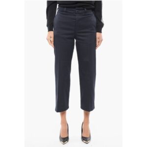 Twill Cotton Cropped Fit Pants with Belt Loops