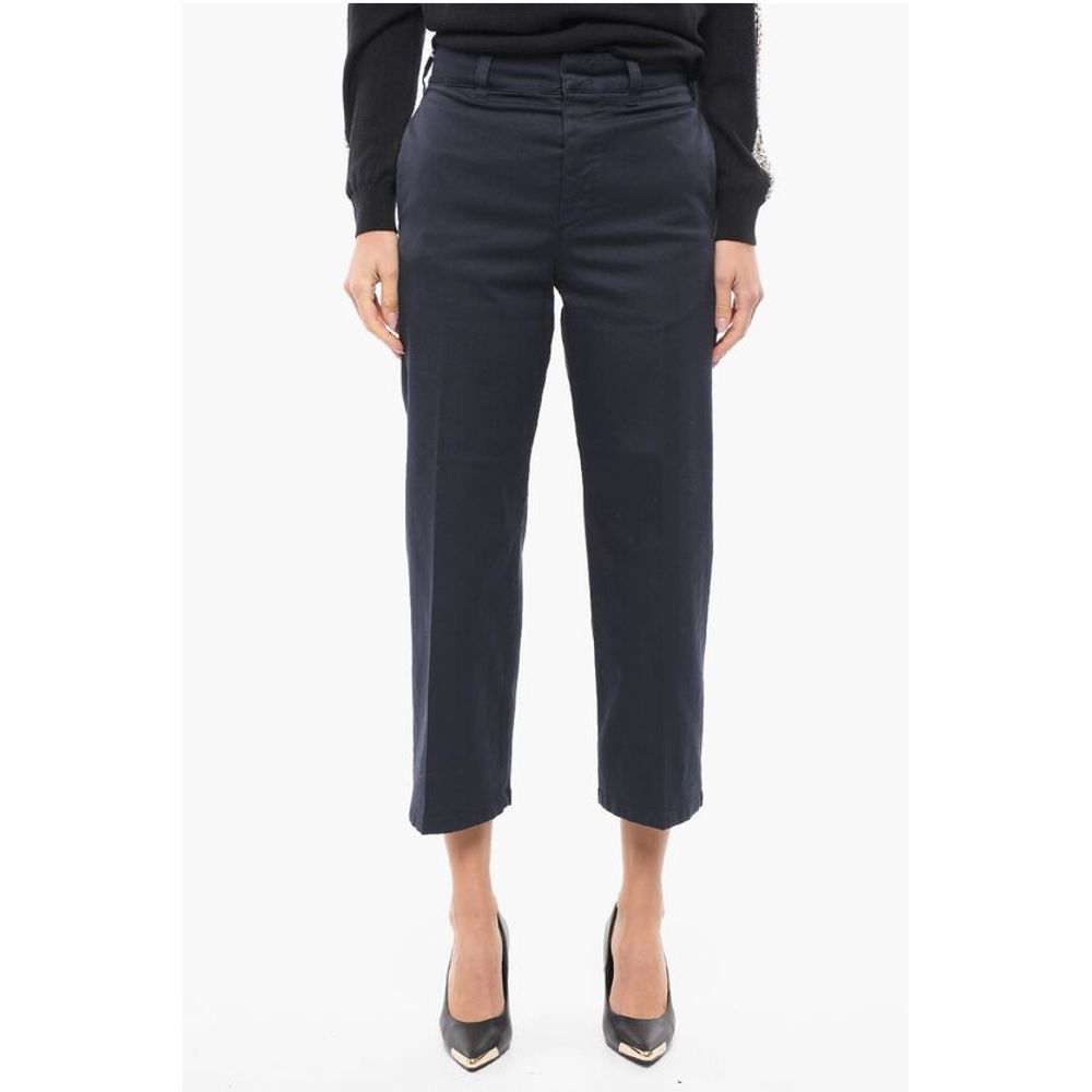 Twill Cotton Cropped Fit Pants with Belt Loops