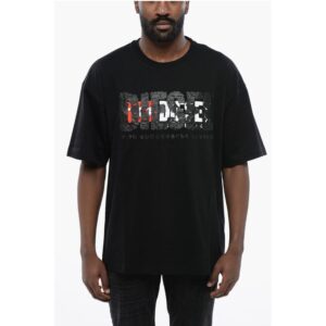 Solid Color T-NABEL-M1 Crew-neck T-Shirt with Cracked Effect