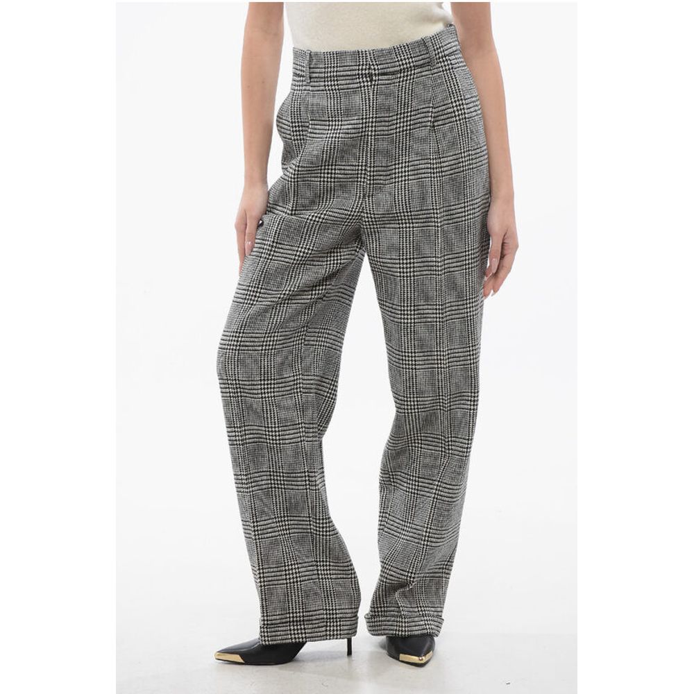 Double-pleated Virgin Wool Pants with District Check Motif