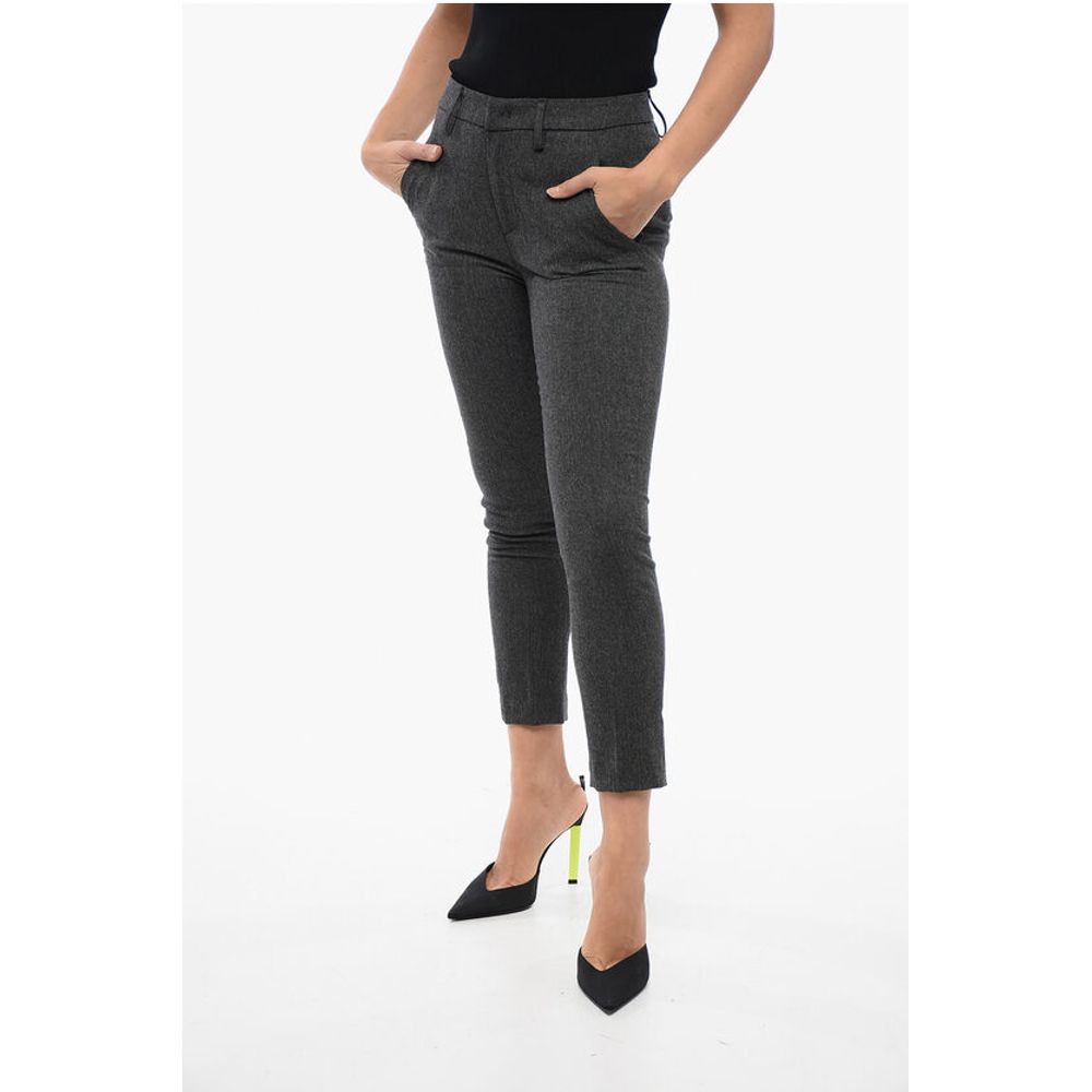 Herringbone Motif Wool Blend CARMEN Pants