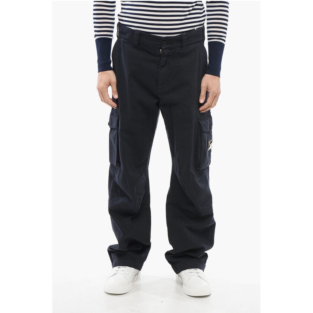Twill Cotton Cargo Pants with Belt Loops