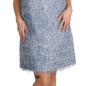 Elegant Light Blue Fringe Shift Dress