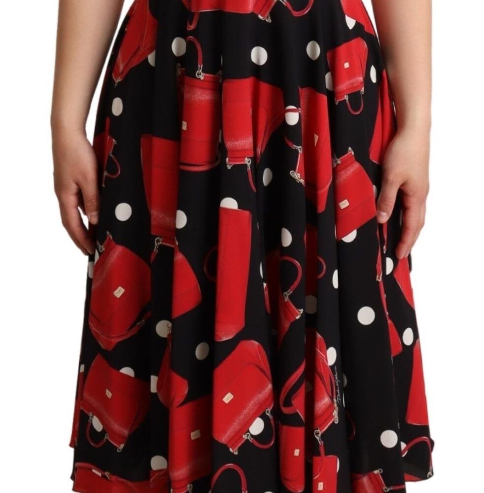 Sicilian Bag Print Sleeveless Midi Dress