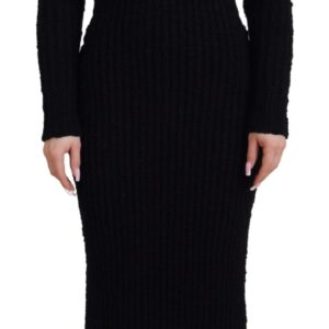 Elegant Black Wool Blend Sweater Dress