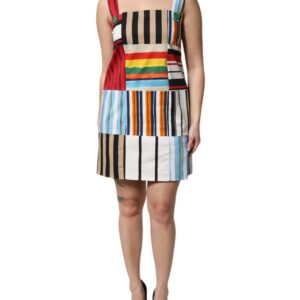 Multicolor Cotton Stripe Sleeveless Dress