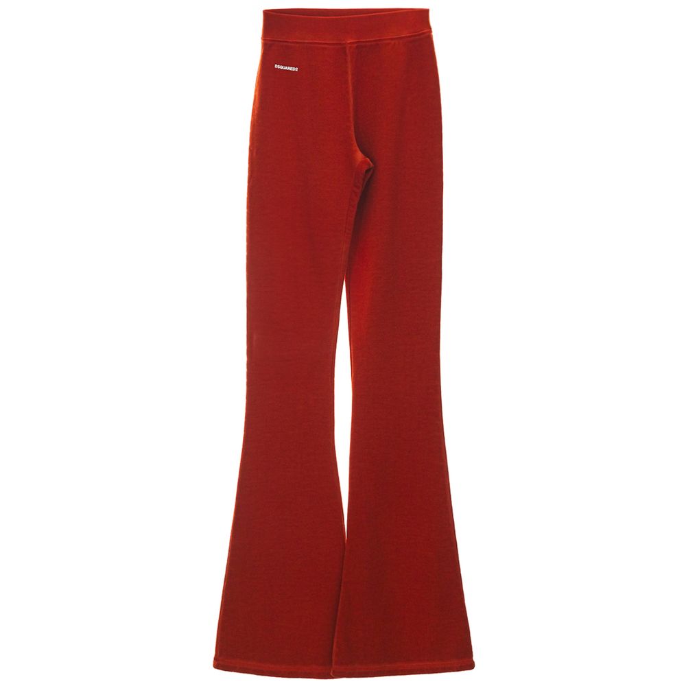 Red Cotton Flared Pant