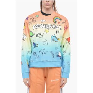 Crew Neck Degradè Cotton Printed Sweatshirt