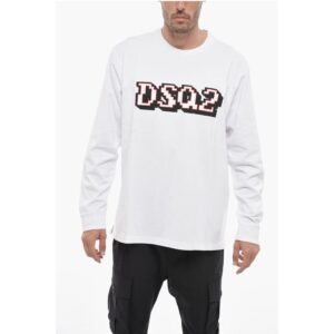 Long-sleeved Skater Fit T-shirt with Logo Print