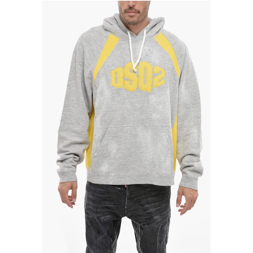 Two-toned Hoodie Sweatshirt with Embroidered Logo