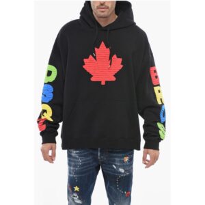 Hoodie Sweatshirt with Multicolored Textured Artwork
