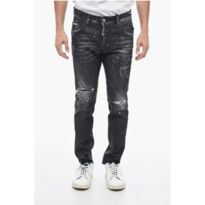 All-Over Rhinestoned Skater Fit Denims 14cm
