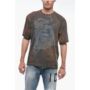 Tie-Dyed Effect T-WESHER T-Shirt with Print