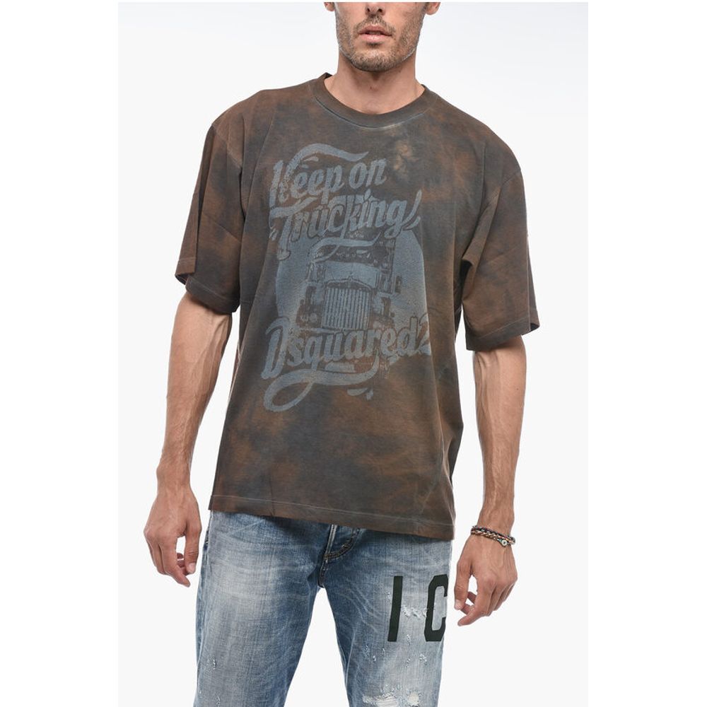 Tie-Dyed Effect T-WESHER T-Shirt with Print
