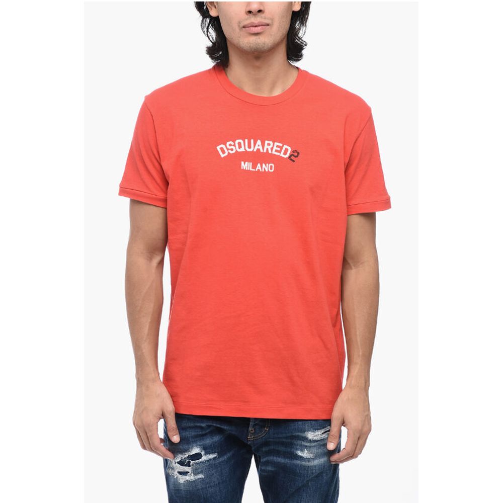 Cotton Crew-neck T-shirt with Frontal Print
