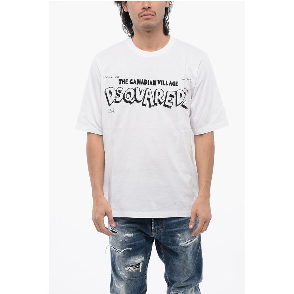 Crew Neck CANADIAN VILLAGE Front Printed T-Shirt