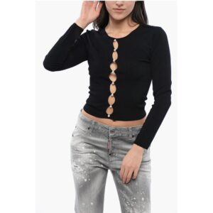 Knitted Cut-out Top with Pearl Detail