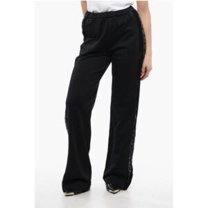 Tape Detailed Straight Fit Sweatpants with Mesh Inserts