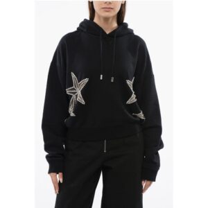 See Through Inserted STAR Hoodie with Rhinestones