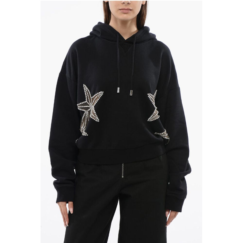 See Through Inserted STAR Hoodie with Rhinestones