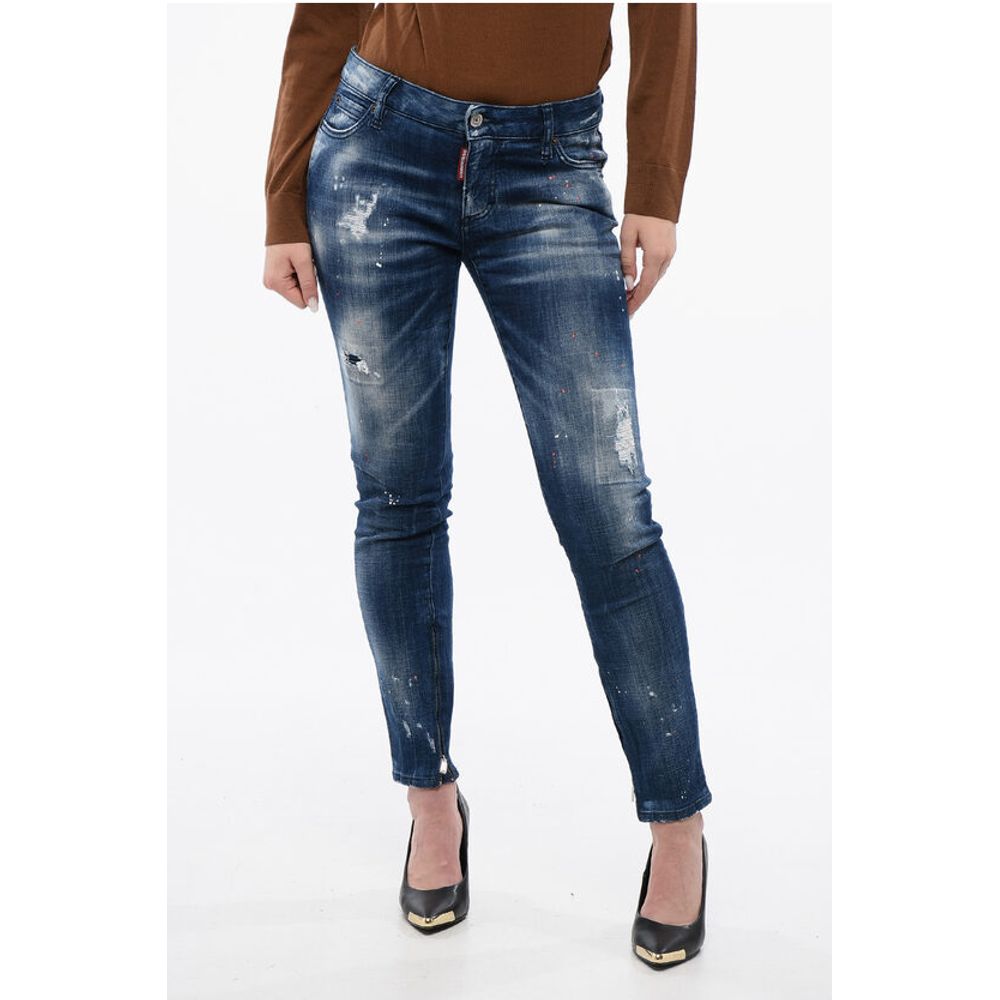 Vintage Effect Skinny Fit Jeans with Ankle Zip