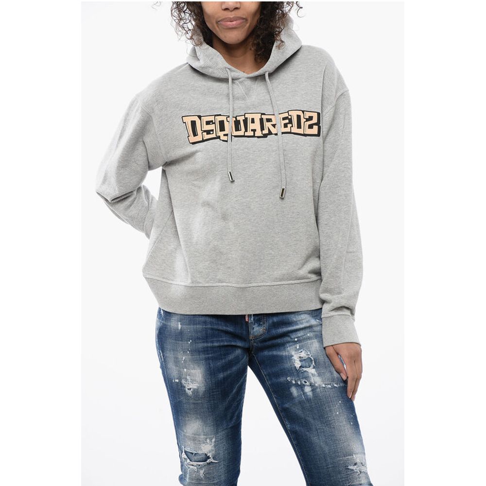 Solid Color Hoodie with Printed Logo