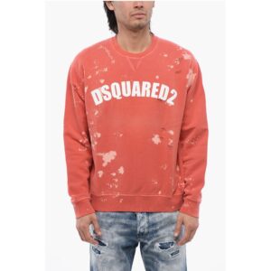 Logo Print Distressed Effect Crewneck Sweatshirt
