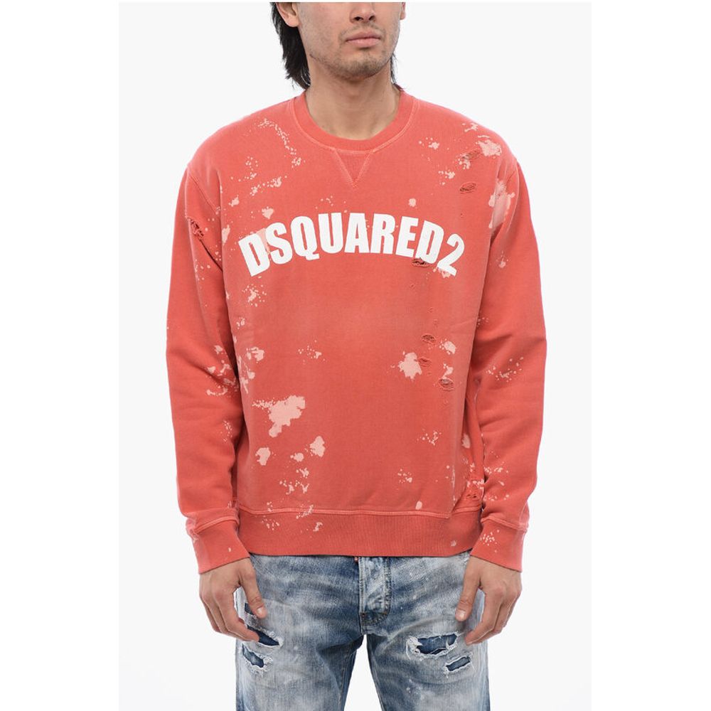 Logo Print Distressed Effect Crewneck Sweatshirt