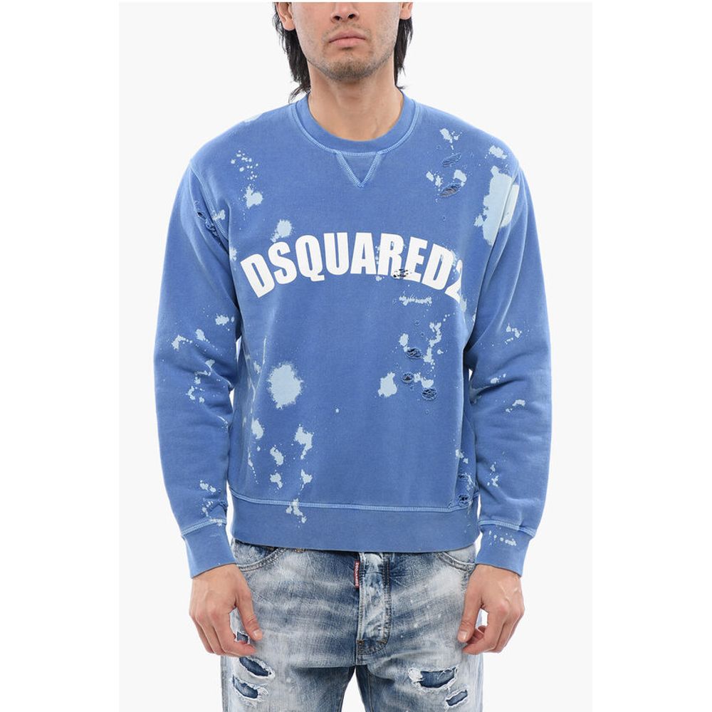 Logo Print Distressed Effect Crewneck Sweatshirt