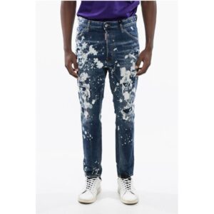 Long-crotch Distressed Denims with Relax Fit