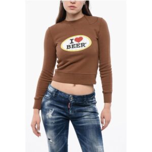 Cropped Crew-neck Sweatshirt with Print