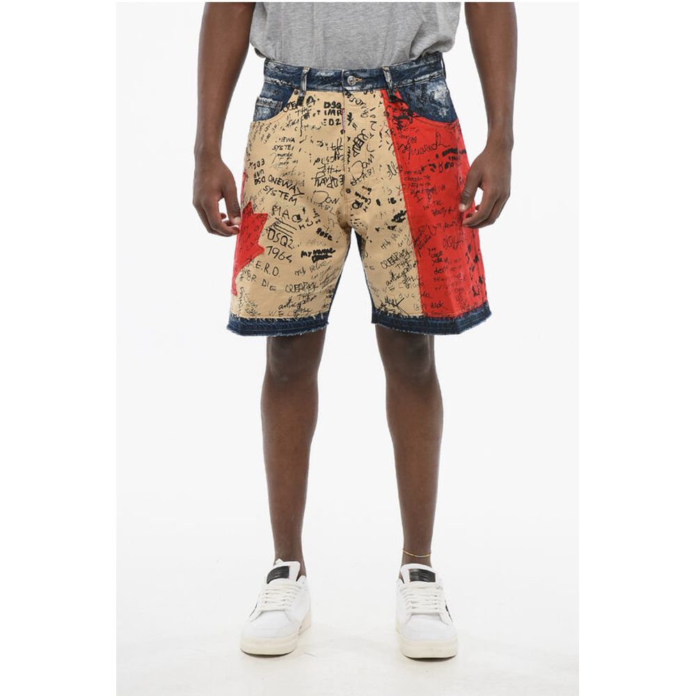 Color Block Designed FLAG Boxer Fit Shorts