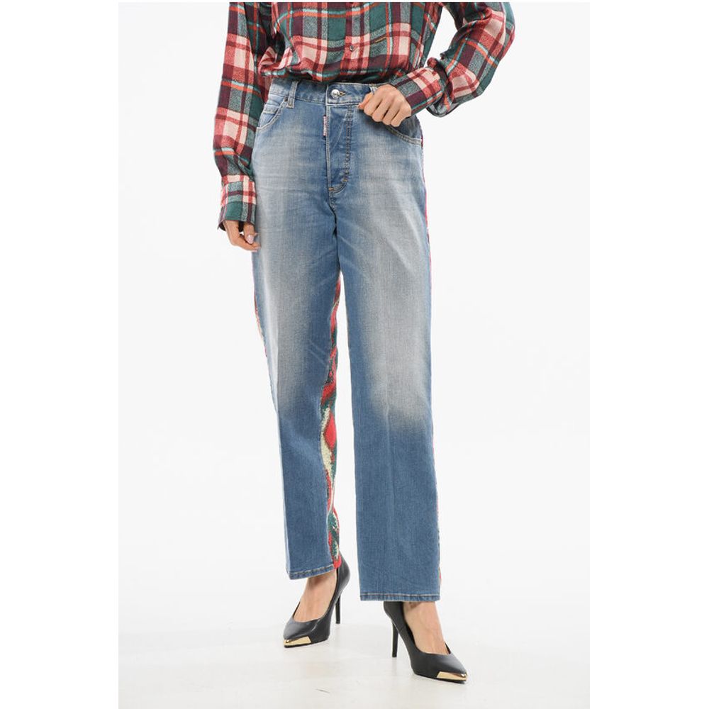 Boston Fit Denims with Patterned Tweed Back 19cm