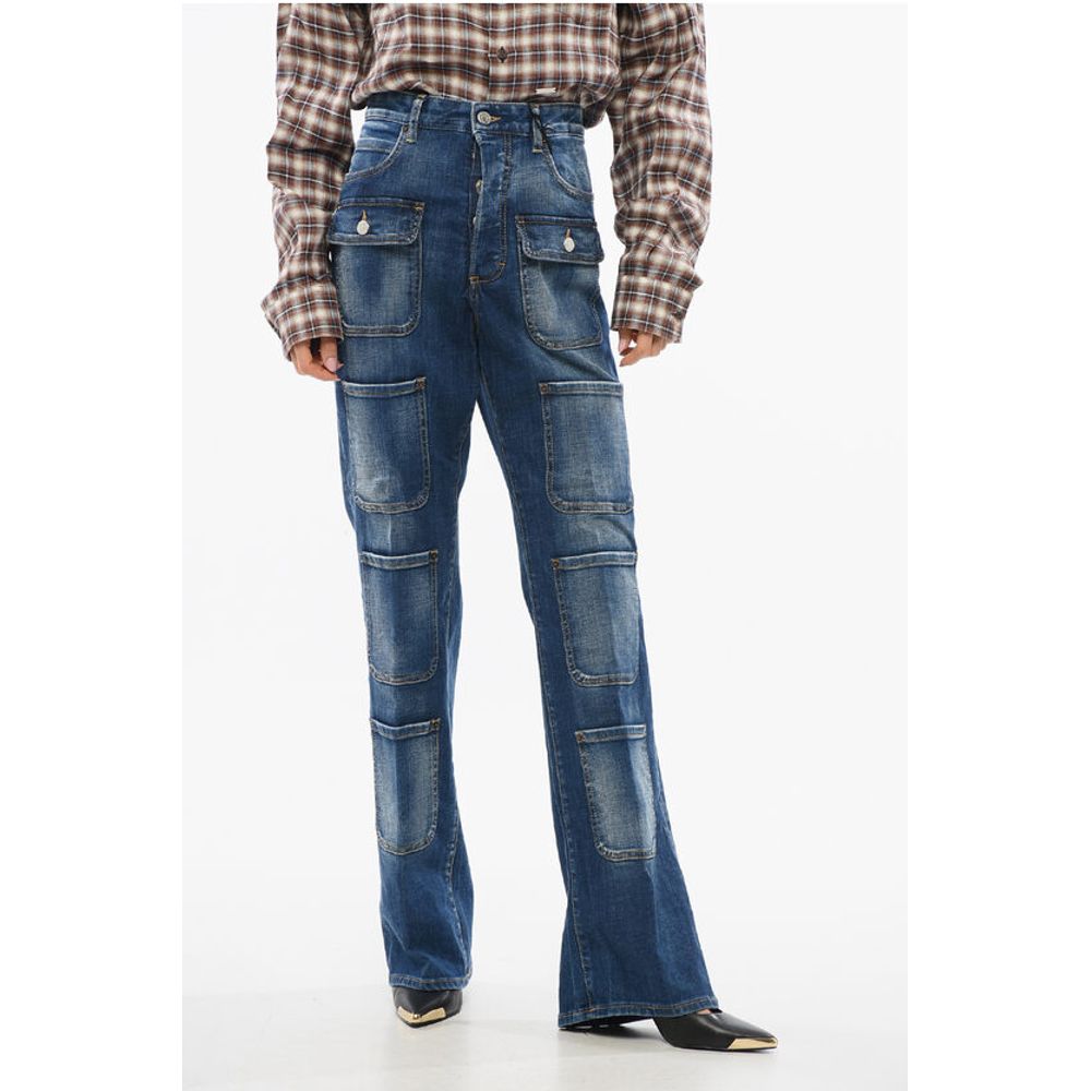 High-waisted Cargo Denims 24cm
